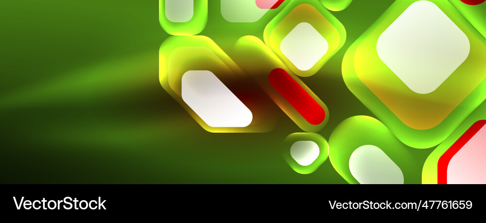 Neon lines squares and round shapes abstract Vector Image