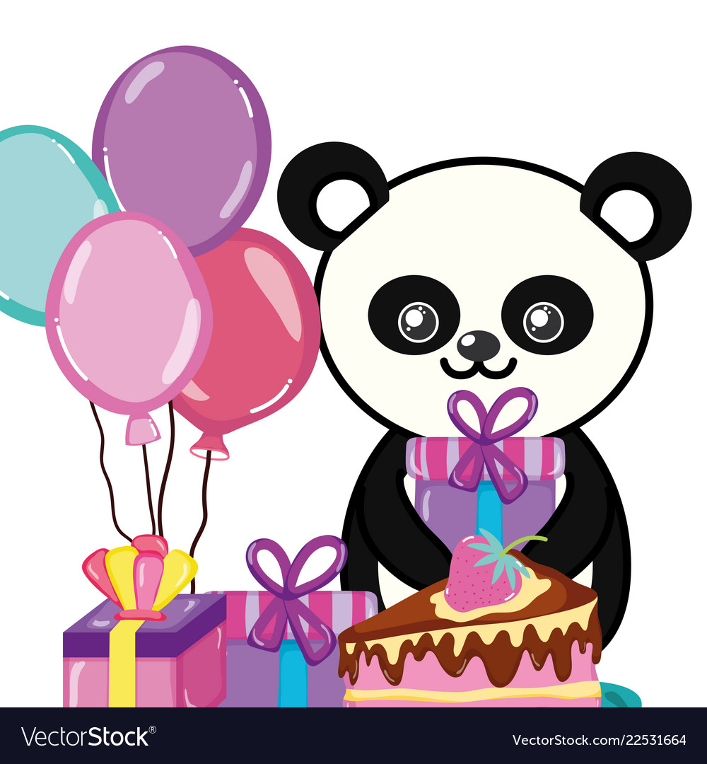 Birthday animal cartoon Royalty Free Vector Image