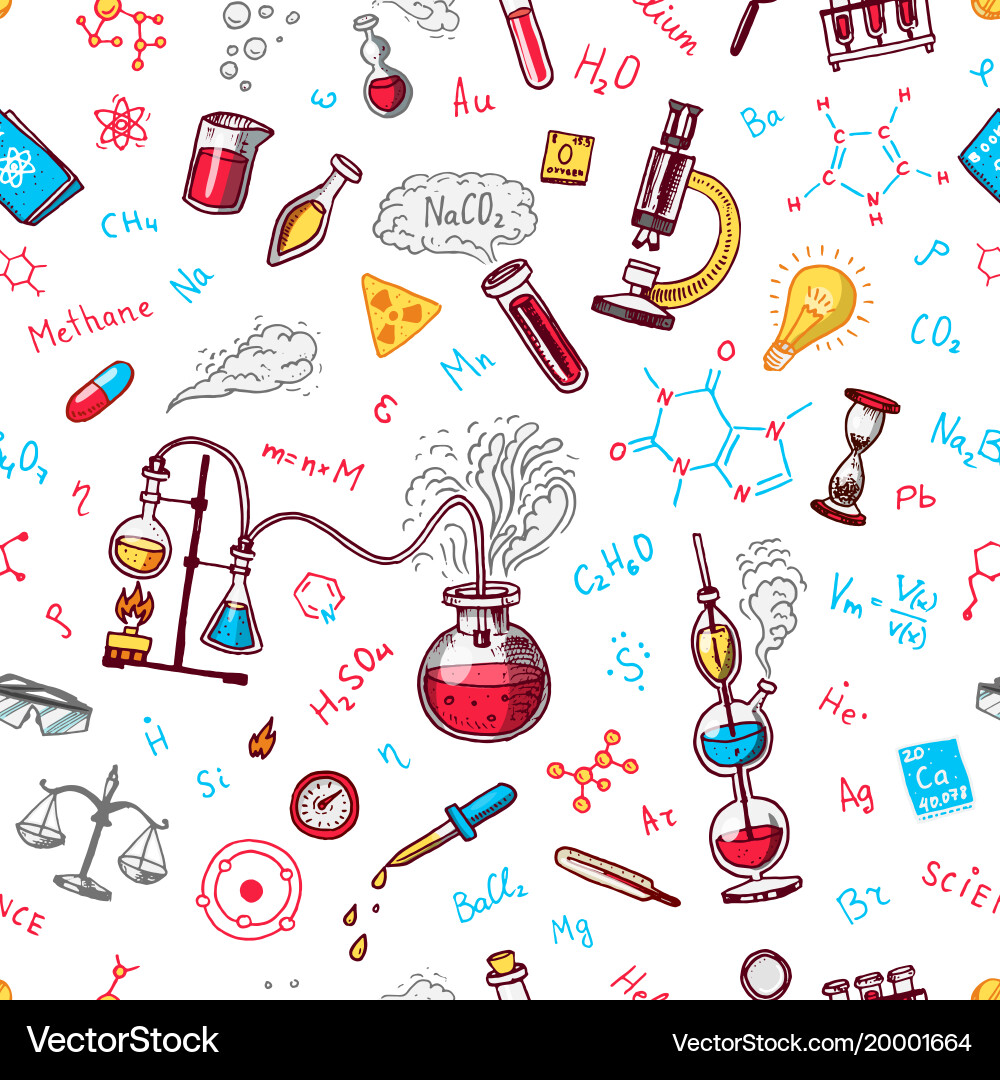 Chemistry seamless pattern chalkboard Royalty Free Vector