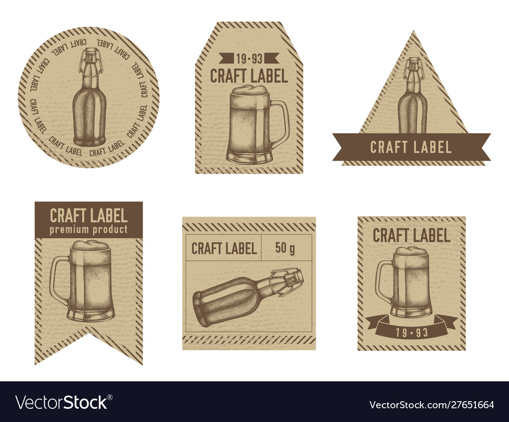 Craft labels vintage design vector image Craft labels vintage design