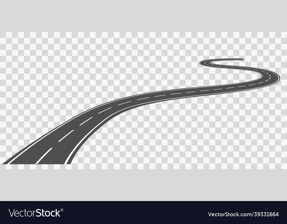 Curved road with white markings Royalty Free Vector Image