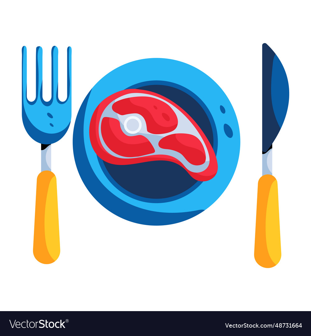 Eating steak Royalty Free Vector Image - VectorStock