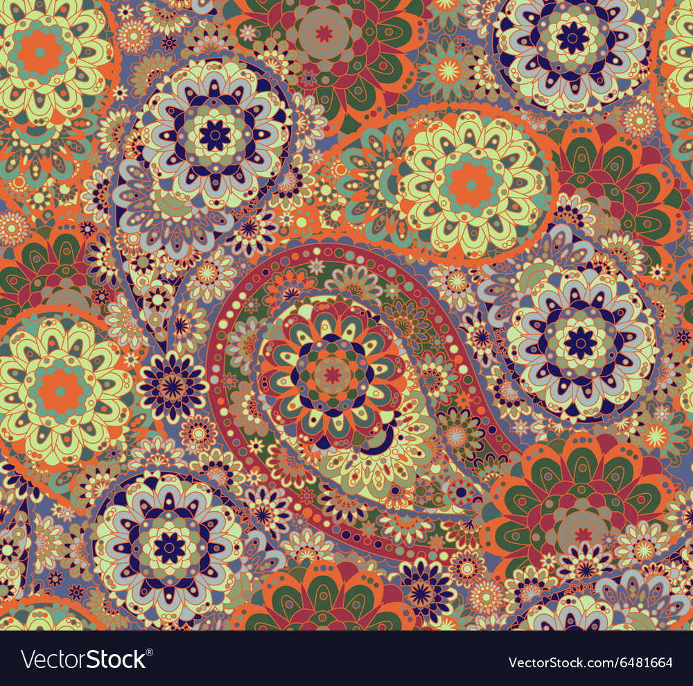 Floral Paisley Seamless Pattern Colorful Vector Image