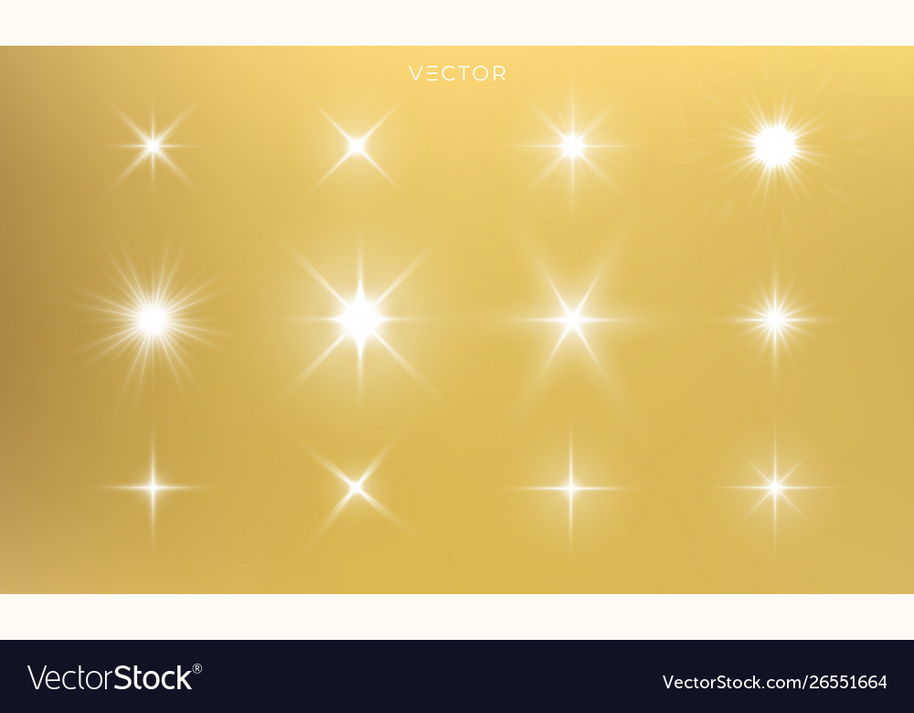 Star shine golden light glow sparks bright gold Vector Image