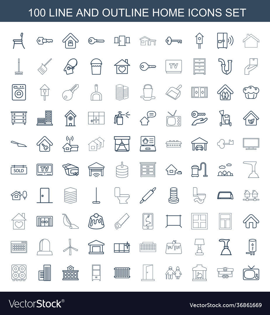 100 home icons Royalty Free Vector Image - VectorStock