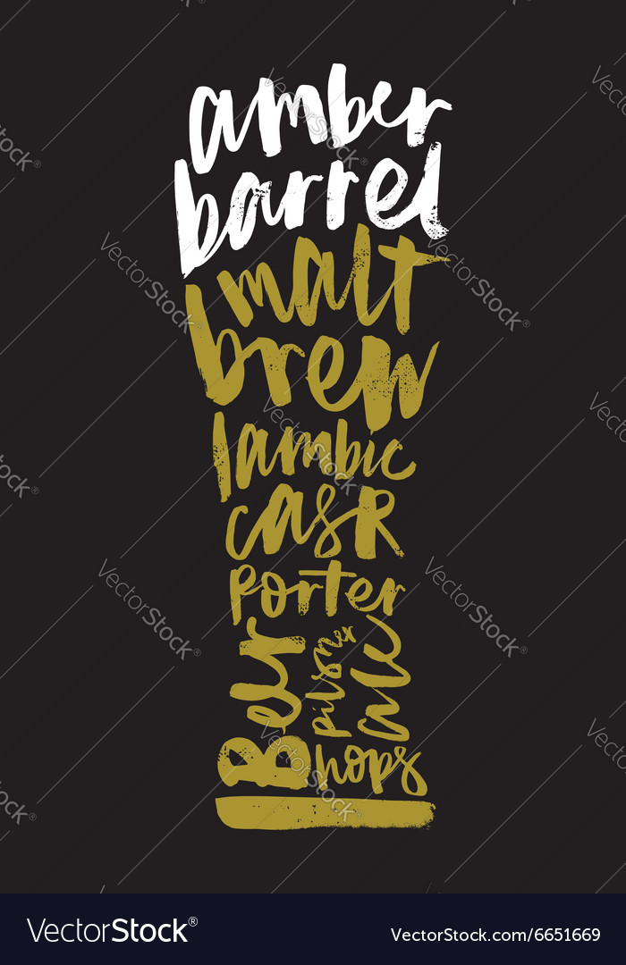 Beer print for bar restaurant calligraphy Vector Image