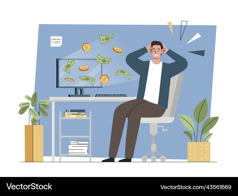 Businessman relax in office Royalty Free Vector Image