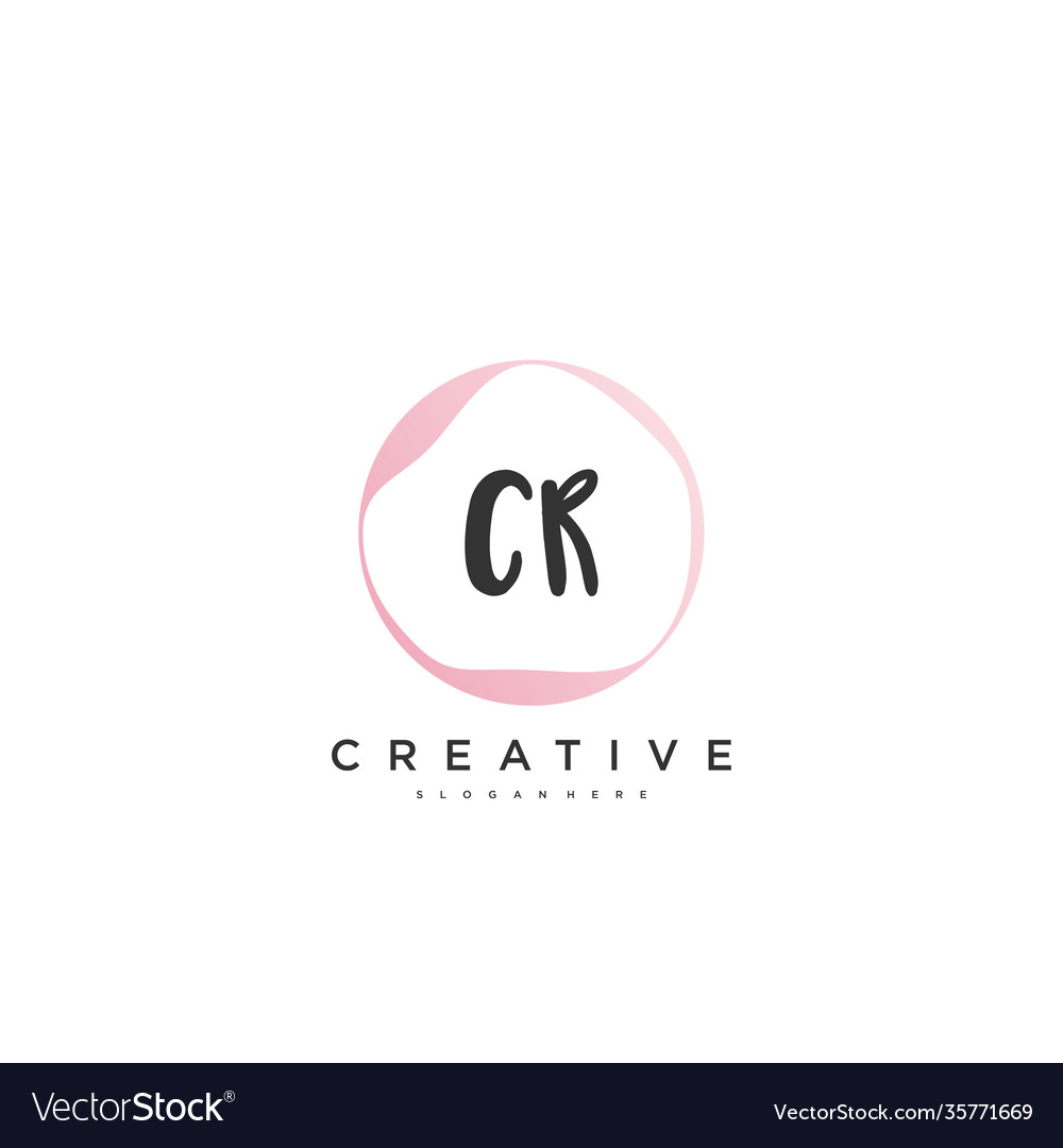 Cr beauty initial logo handwriting logo art Vector Image