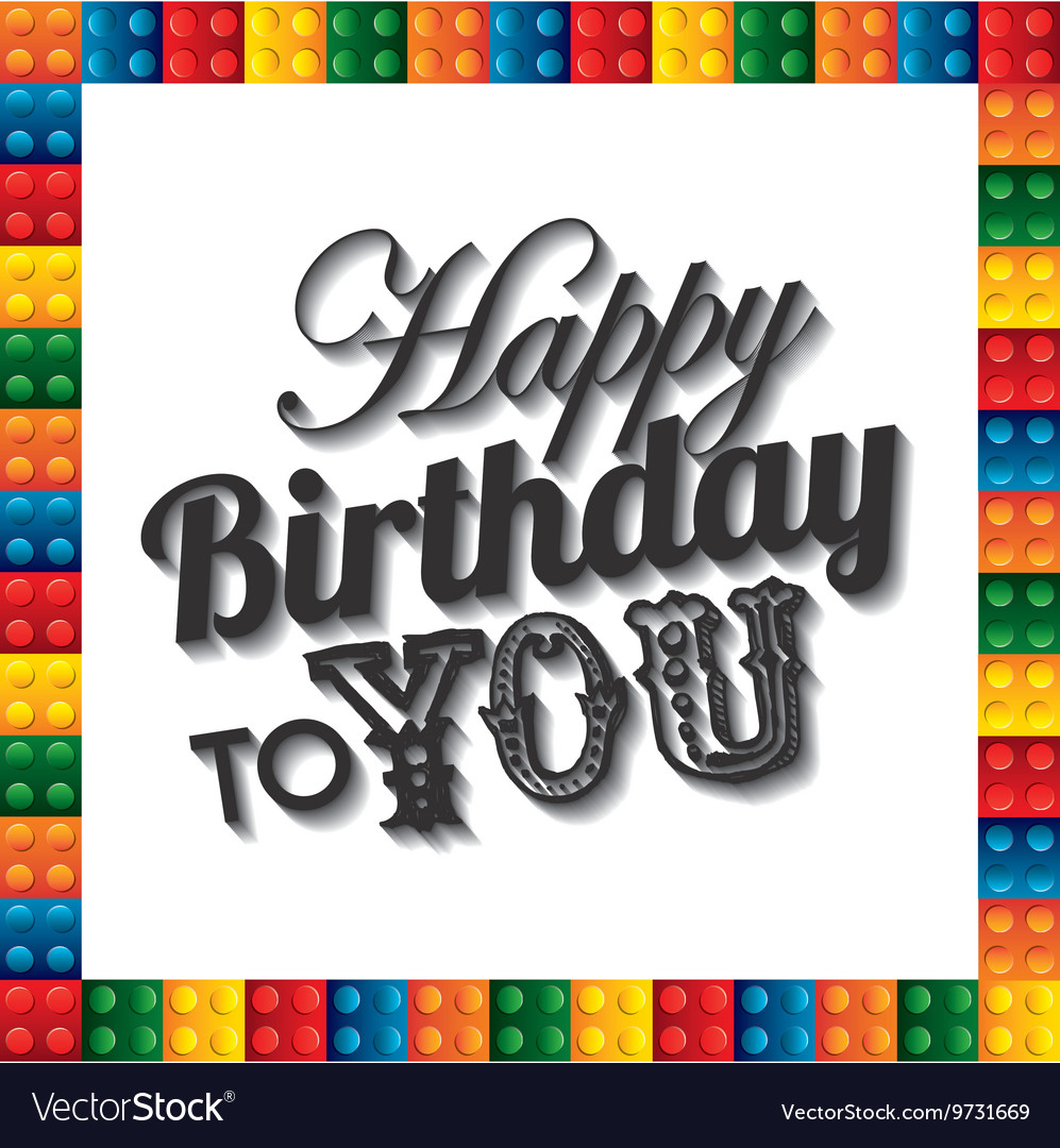 Lego frame icon Happy Birthday design Royalty Free Vector