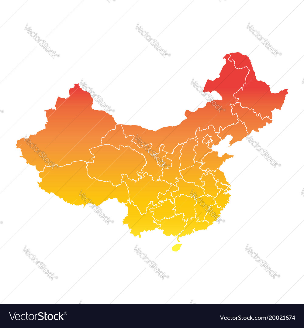 China map colorful orange on white background Vector Image