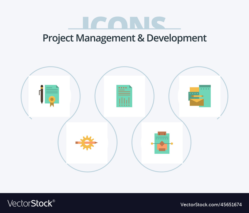 Project management and development flat icon pack Vector Image