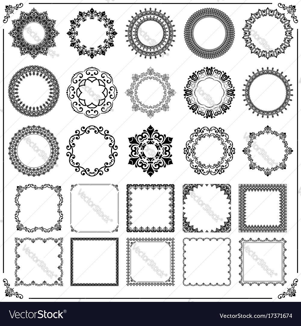 Vintage set of horizontal square and round Vector Image