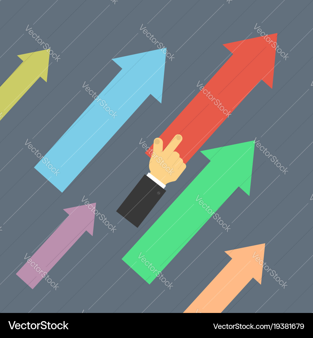 Businessman points the direction with his hand up Vector Image