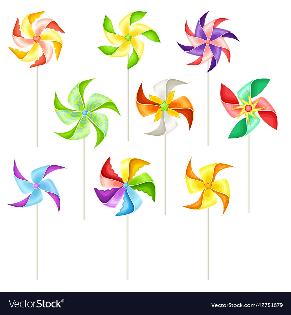 Colorful pinwheel toy with paper curl attached Vector Image