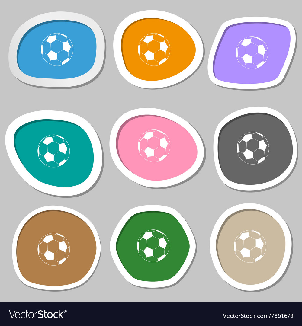 Football symbols multicolored paper stickers Vector Image