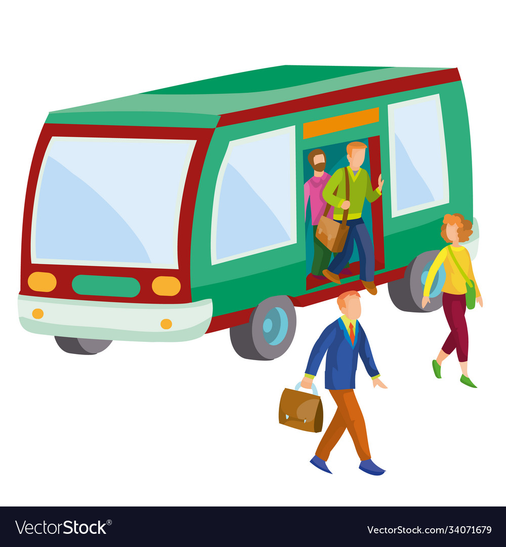 people-getting-off-bus-cartoon-isolated-royalty-free-vector