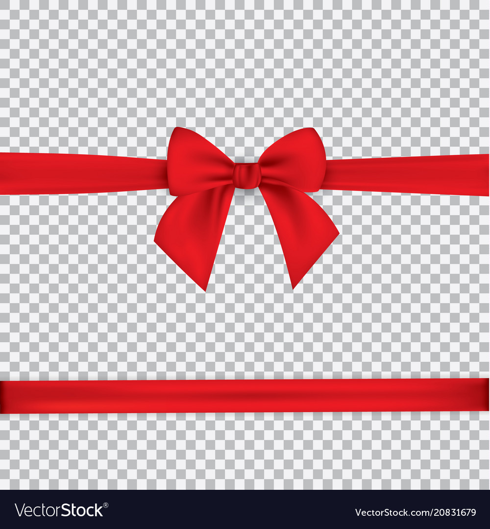 Realistic red bow and ribbon isolated Royalty Free Vector