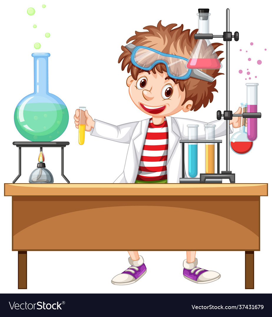 Researcher experiment in laboratory Royalty Free Vector