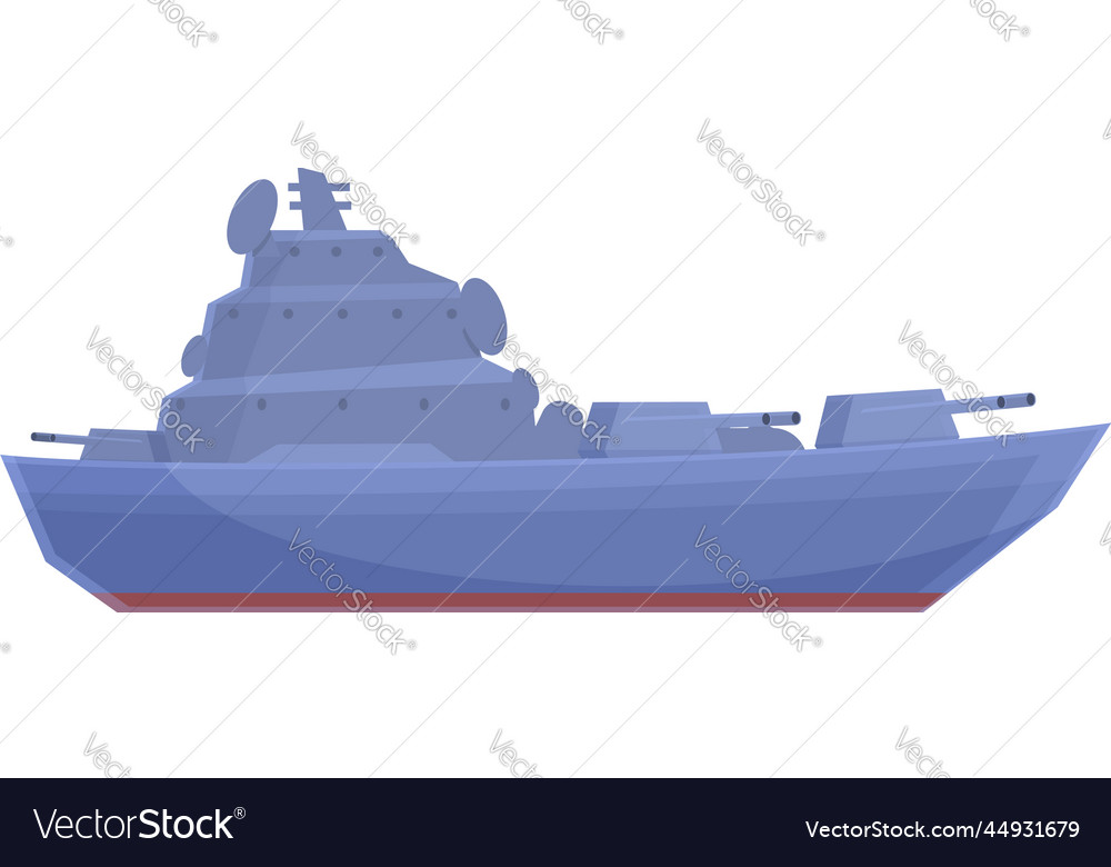 Top warship icon cartoon military ship Royalty Free Vector