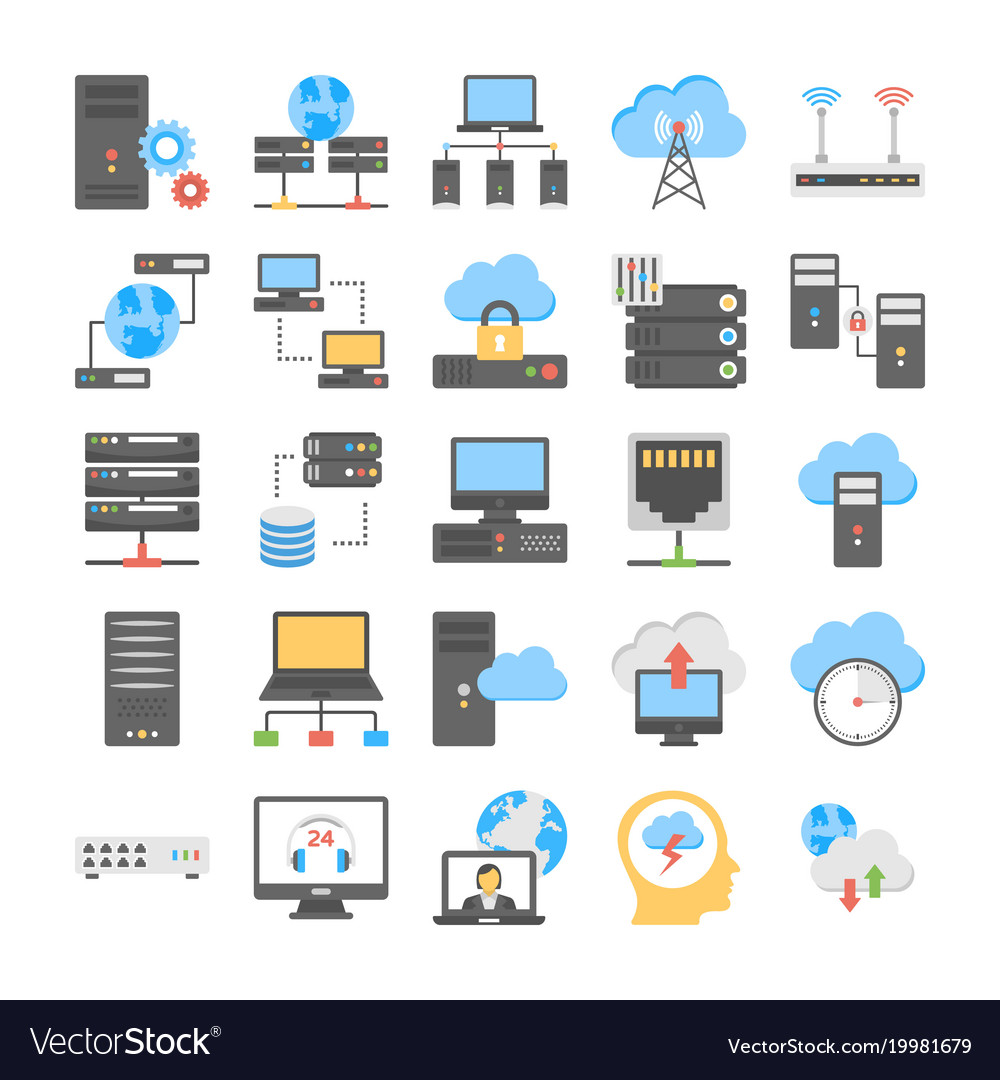 Web hosting and cloud computing process flat Vector Image