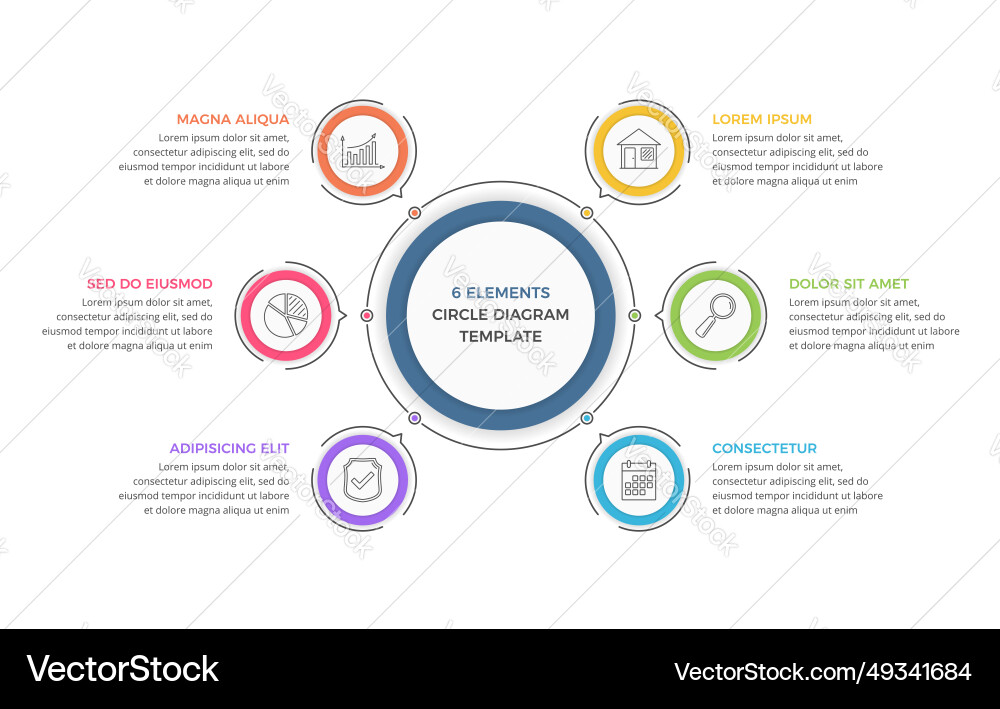 Circle infographic template - six elements Vector Image