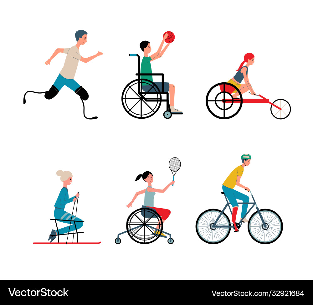 Disabled people playing sport - isolated set Vector Image