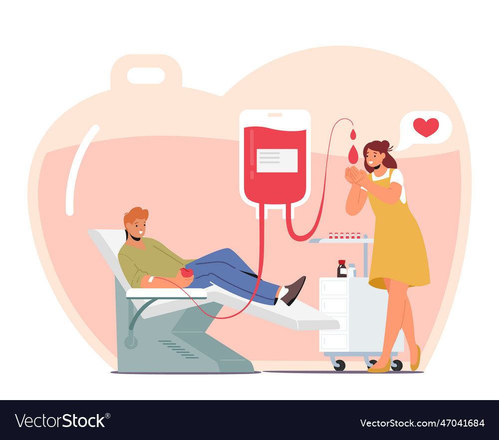 Male character donate blood process of donating Vector Image