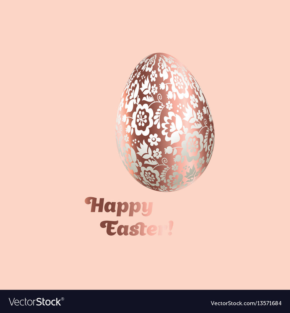 Pale shiny metal easter egg decoration floral Vector Image