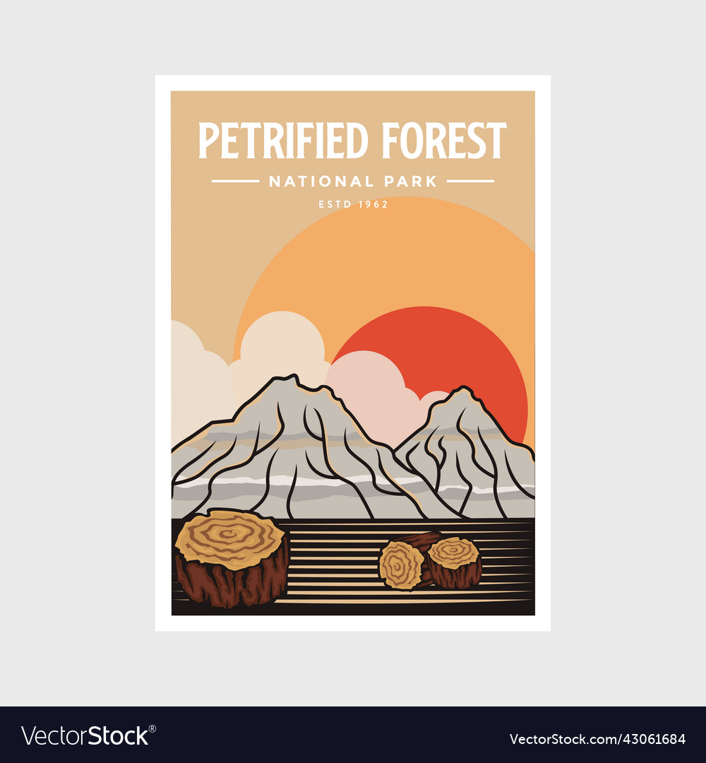 Petrified forest national park poster design Vector Image