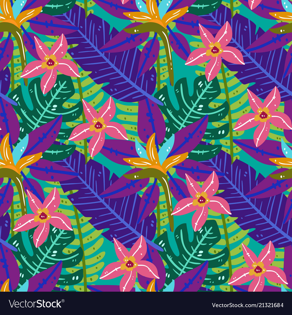 Summer Tropical Seamless Pattern Royalty Free Vector Image