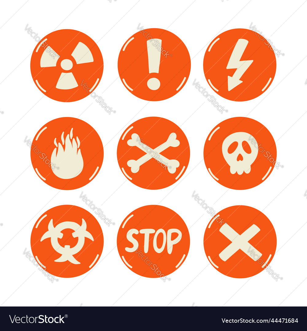 Warning orange danger signs Royalty Free Vector Image