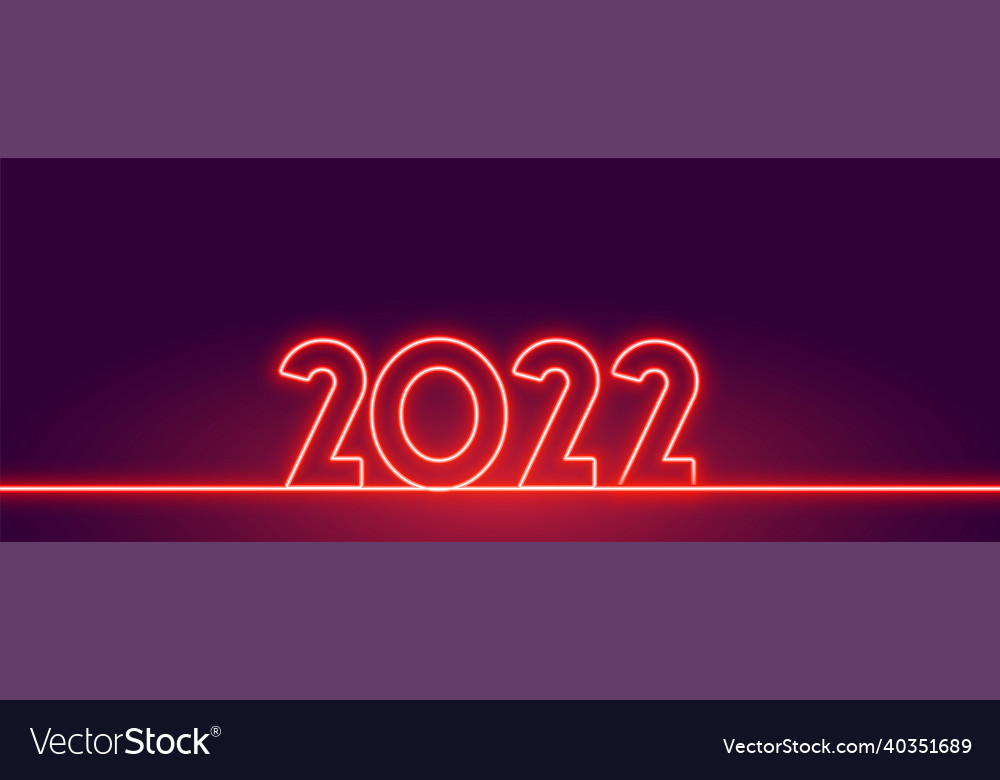 2022 new year neon glowing red text banner design Vector Image