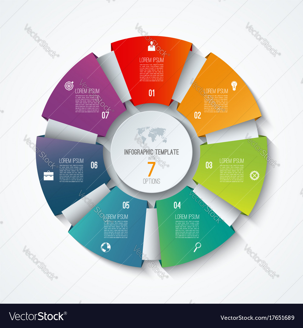 Circle infographic template with 7 options Vector Image