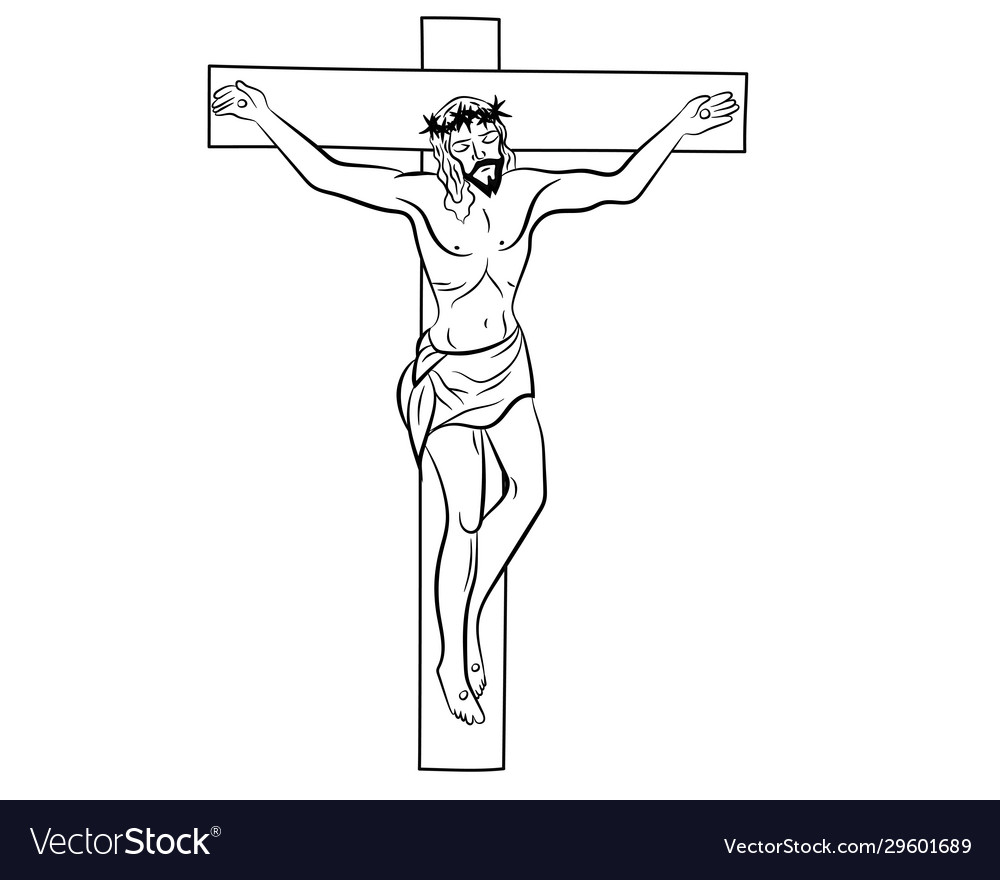 Jesus on cross crucifixion cr Royalty Free Vector Image