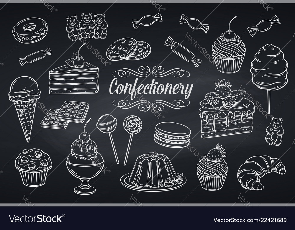 Set confectionery and sweets icons Royalty Free Vector Image