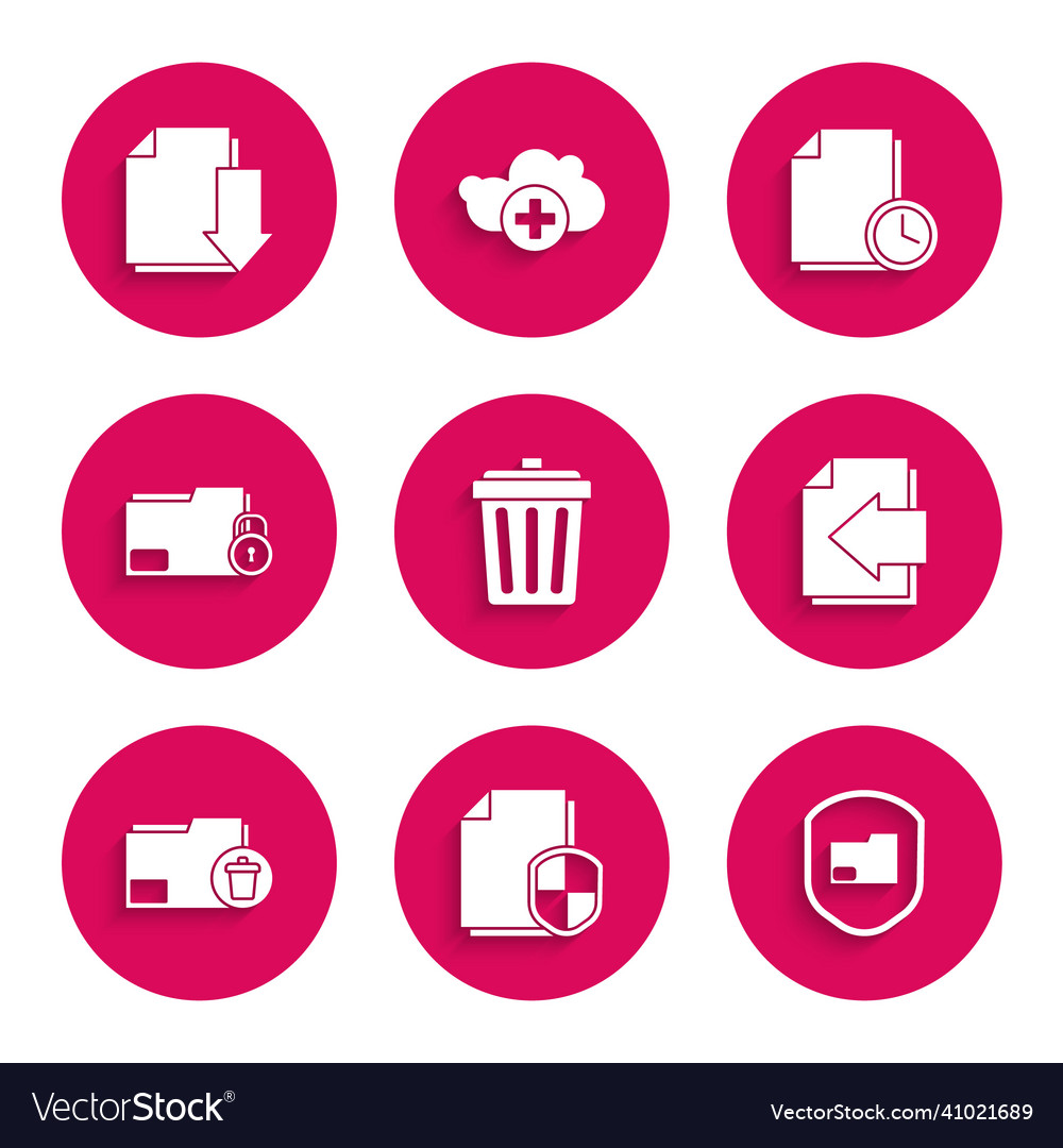 Set trash can document protection concept folder Vector Image
