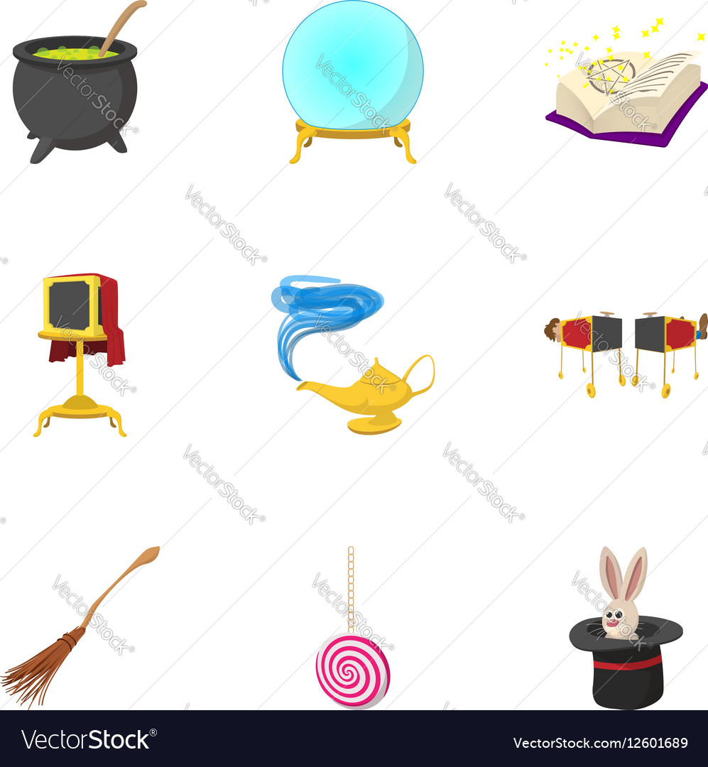 Tricks icons set cartoon style Royalty Free Vector Image