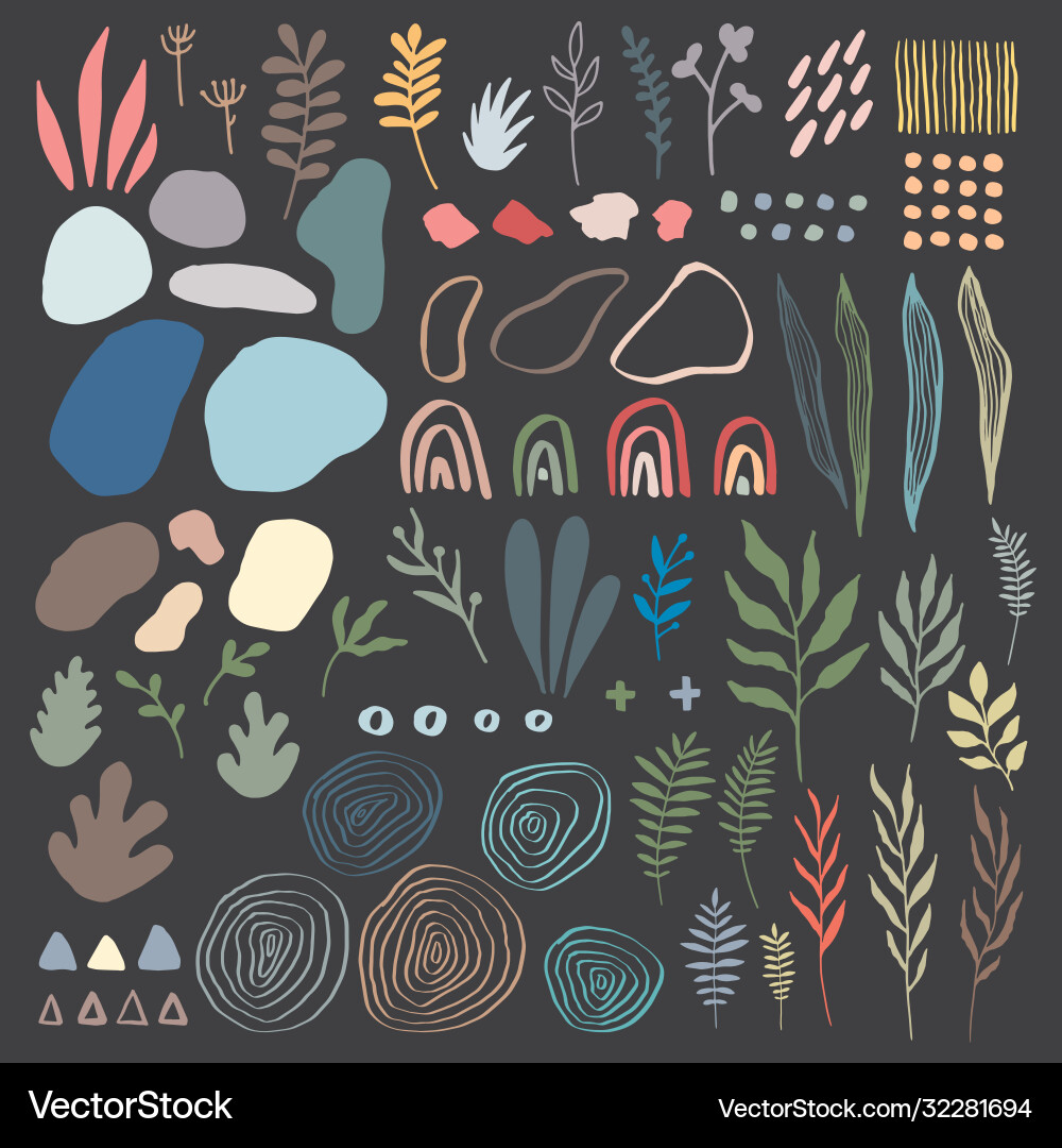 Big set hand drawn various colorful shapes Vector Image