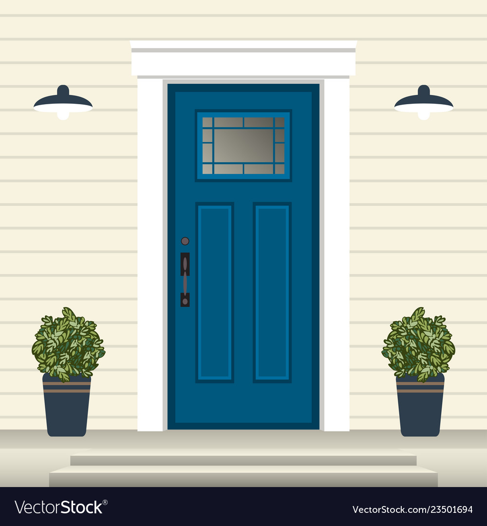 House door front with doorstep and steps window Vector Image