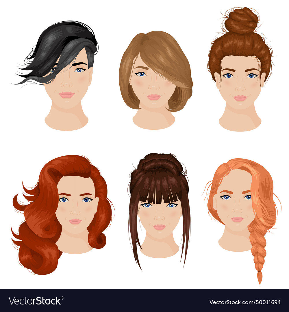 Women hairstyle ideas 6 icons collection Vector Image