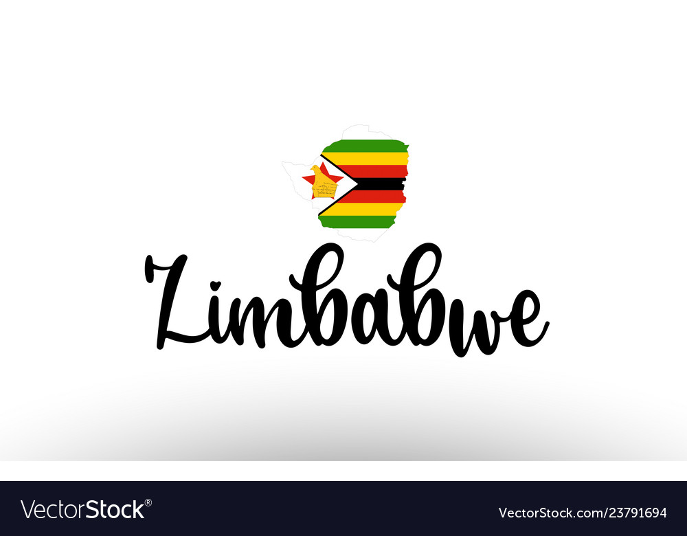 Zimbabwe country big text with flag inside map Vector Image