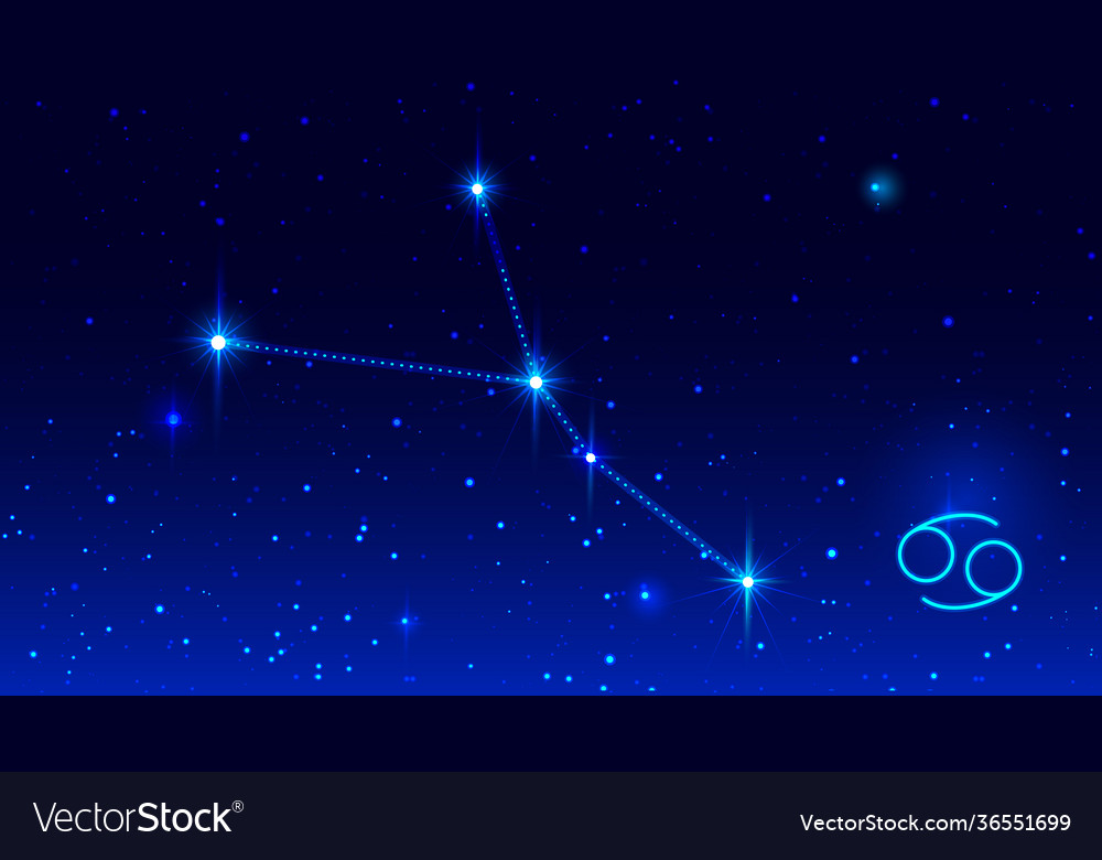 Cancer crab constellation in night sky zodiac Vector Image