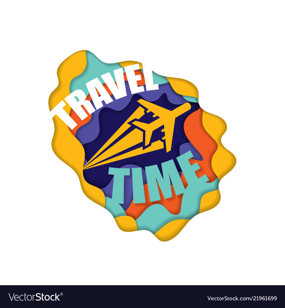 Cut paper travel wallpaper vector image Cut paper travel wallpaper