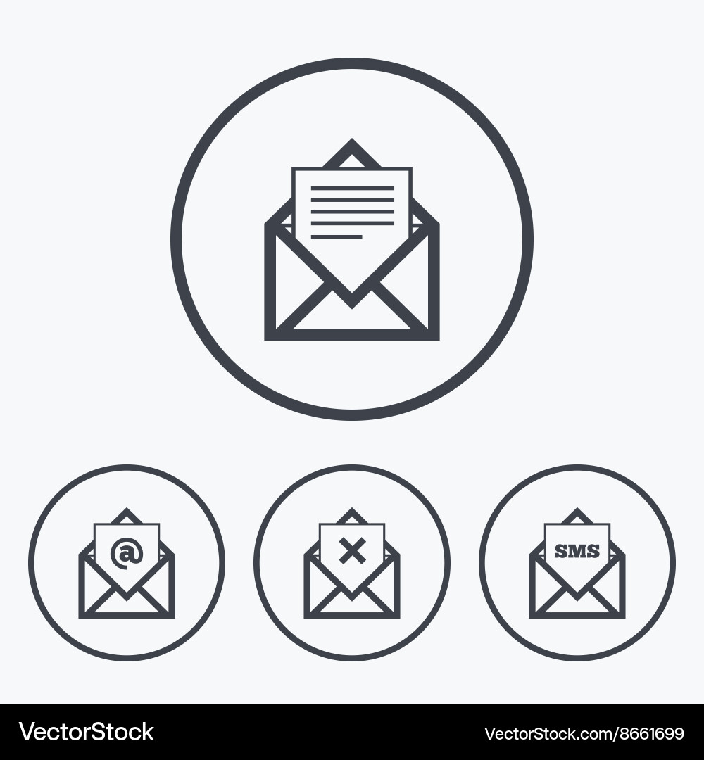 Mail envelope icons message document symbols Vector Image