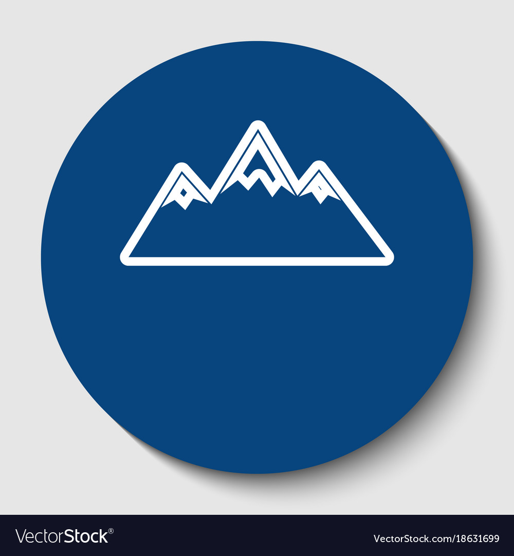 Mountain sign white contour Royalty Free Vector Image