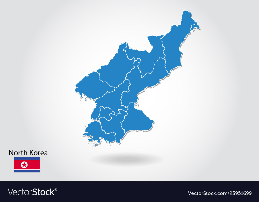 North korea map design with 3d style blue Vector Image