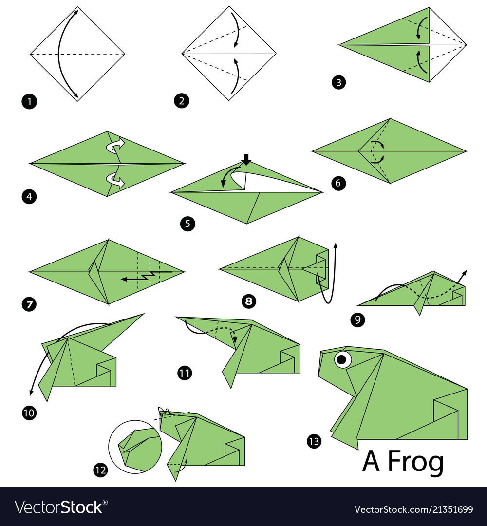 Step instructions how to make origami a frog Vector Image