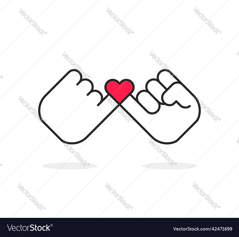 Swear or pinky promise icon with heart Royalty Free Vector