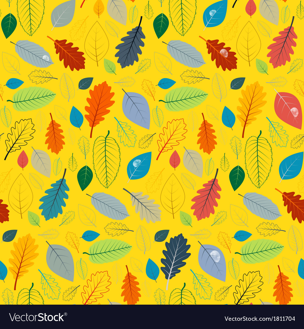 Abstract yellow seamless pattern with leaves