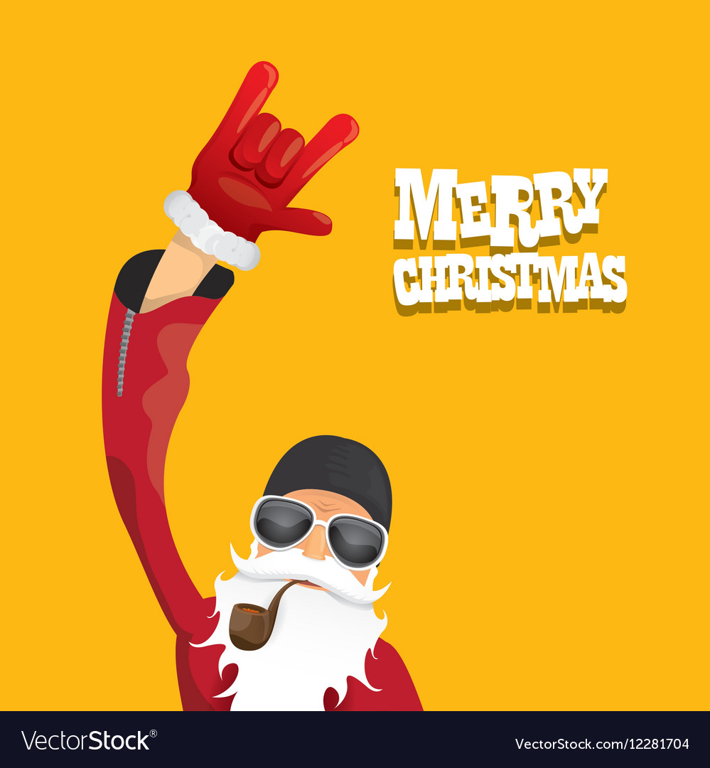 Biker santa claus with smoking pipe Royalty Free Vector